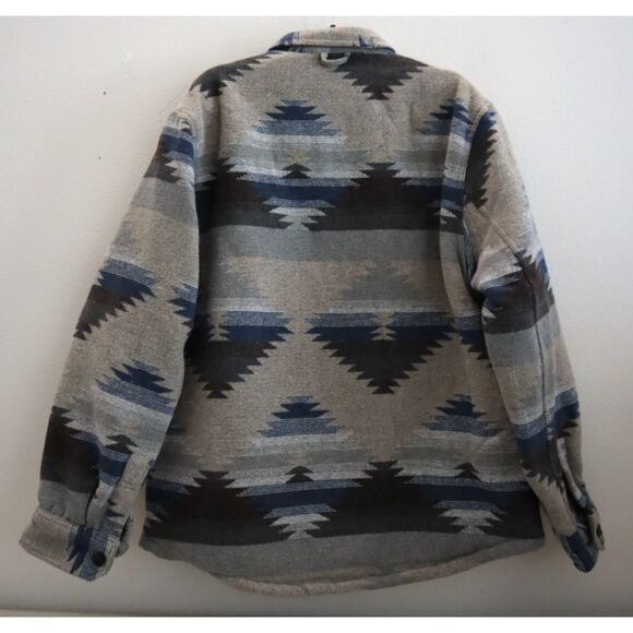 Jachs New York Men’s Sz L Tan Aztec Wool Blend Sherpa Lined Shirt Jacket Shacket - Picture 2 of 14